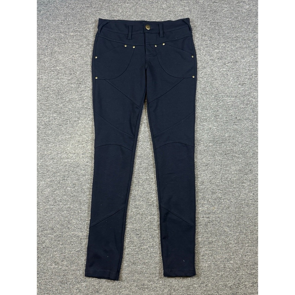 Free People Mid‎ Rise Moto Jeggings Blue Size 28x30 Elastic Waist Slim Ankle